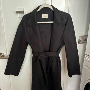 Black Belted Wool-Blend Pea Coat
